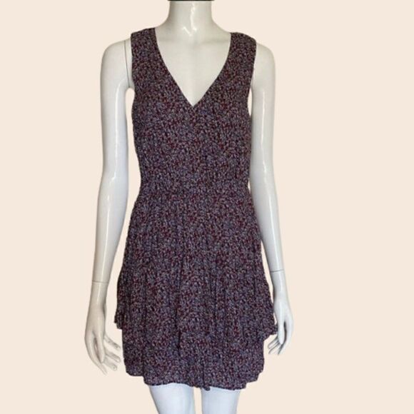 MARCS Navy Red and White Ditsy Mini Floral Dress Size Small - Picture 1 of 12